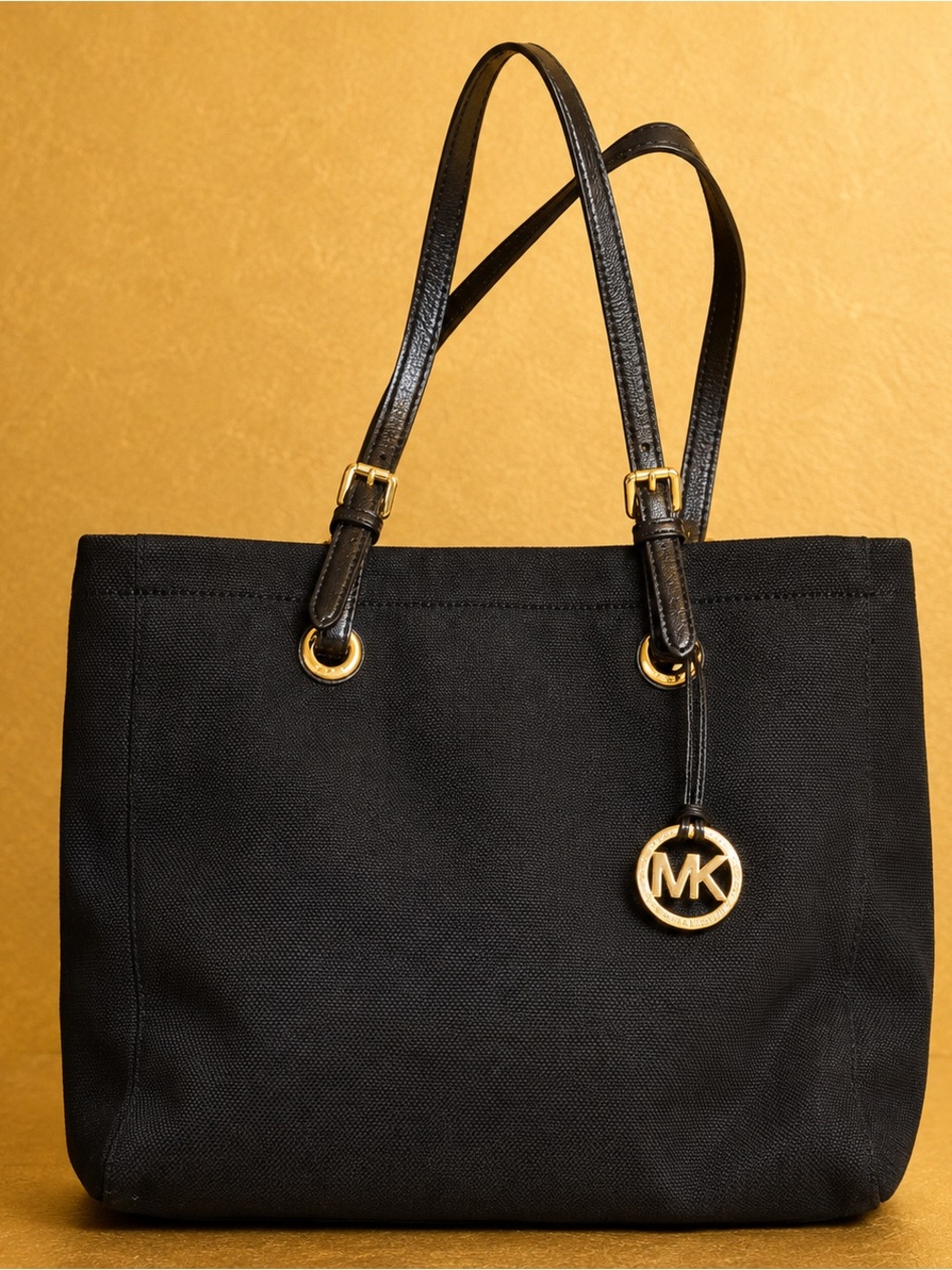 Michael Kors Black Tote with Gold MK Charm